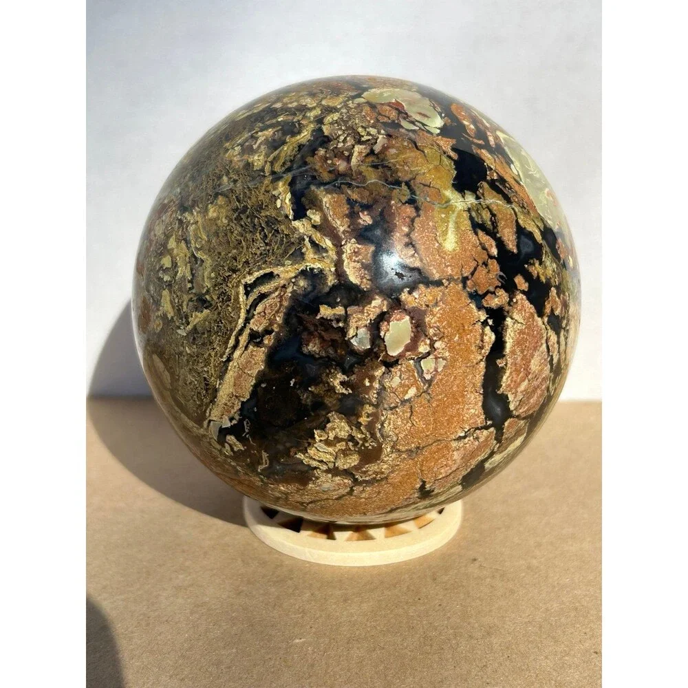 HUGE Volcano Agate Sphere 92.2 mm & over 2 lbs - Amazing UV Reaction